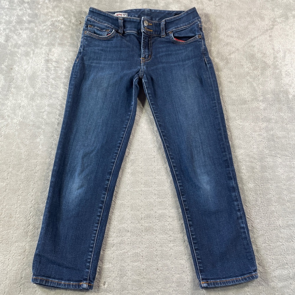 Red Engine VIPER Jeans Womens Size 28 Dark Wash Capri Denim Double‎ Button